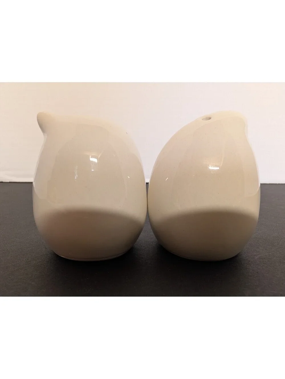Cute White Ceramic Ghost Salt and Pepper Shakers W/ Painted Black Eyes & Mouth